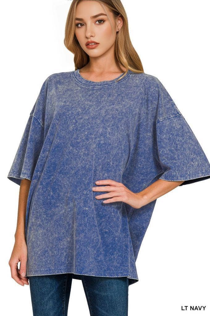 42POPS - Vente Haut en maille – femme - T-shirt en coton délavé à l'acide oversize SI-243012