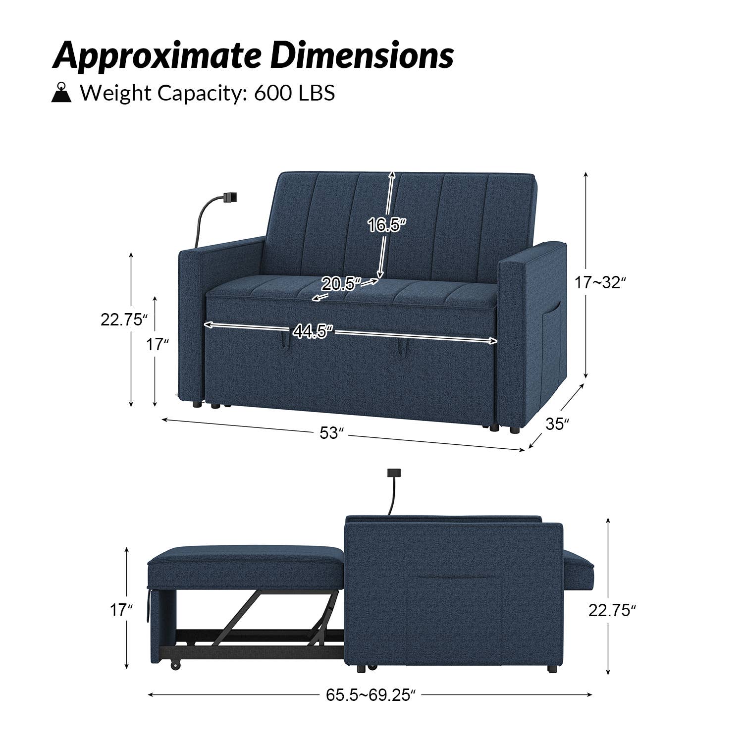 Karat Home - Wholesale Sofa - Duane Upholstered Sleeper Sofa6