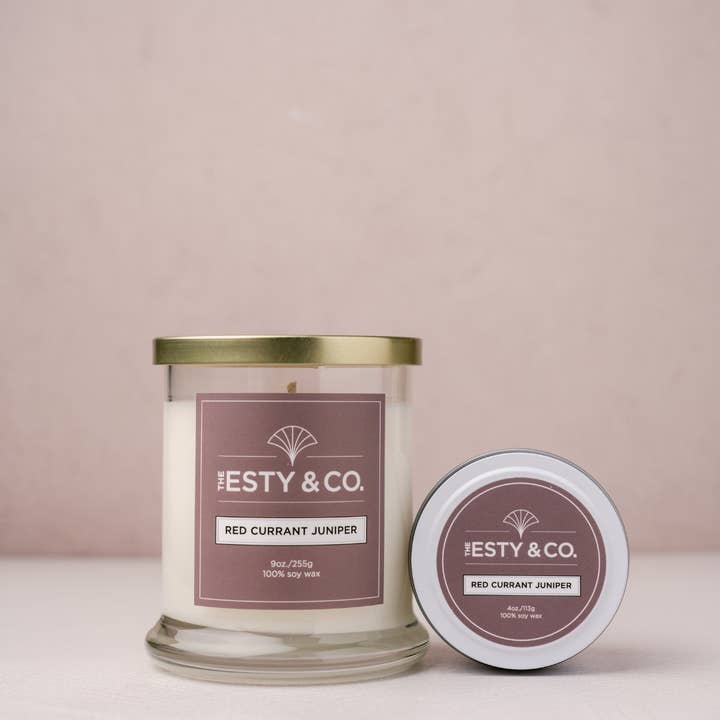 The Esty & Co® - Wholesale Jar/Filled Candle - Spa Christmas Gift • Red Currant Juniper 100% Soy Wax Candle0