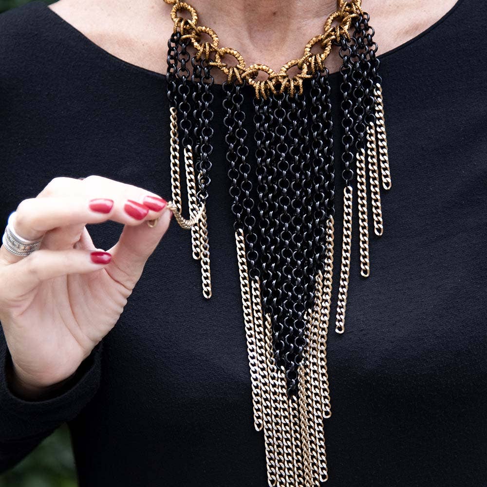 Laura Mariotti - luxury collection - Wholesale Link & Chain Necklace - HONEY GLOSSY - Cascata Catene Necklace2