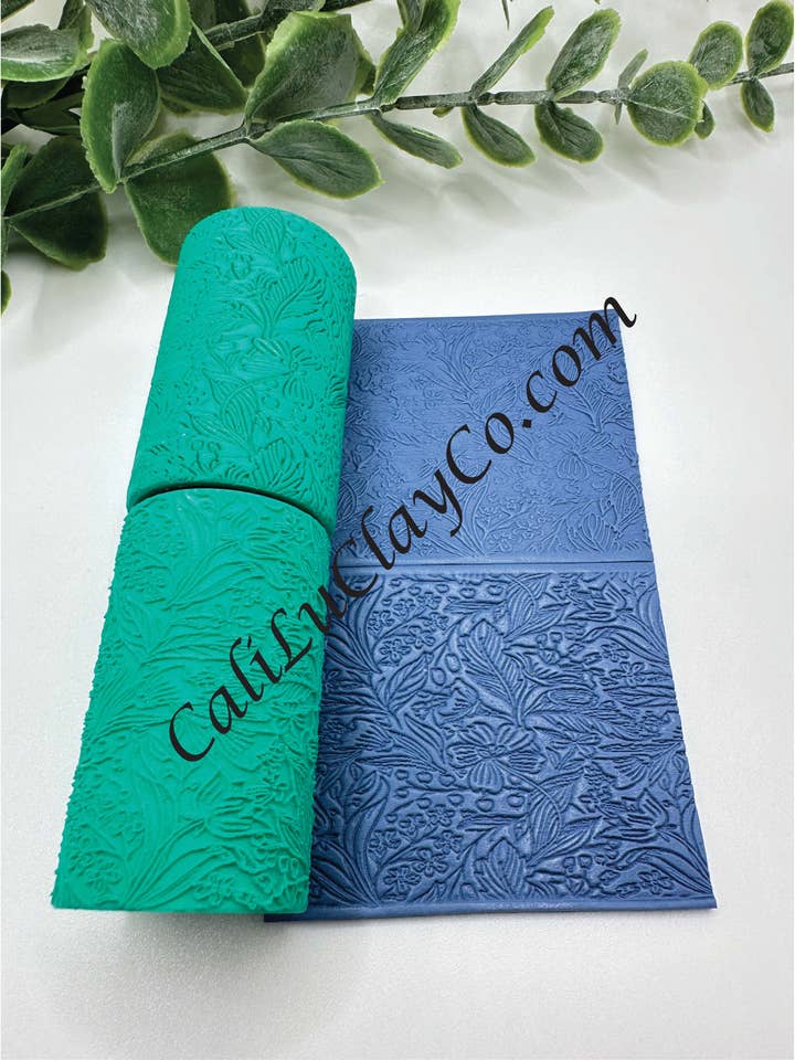 Drawn Floral Polymer Clay/Cookie Dough Texture Roller for wholesale by CaliLu Clay Co.