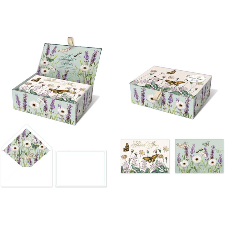 Duo de notes en boîte Punch Studio - MARGUERITE LAVANDE pour la vente par Punch Studio