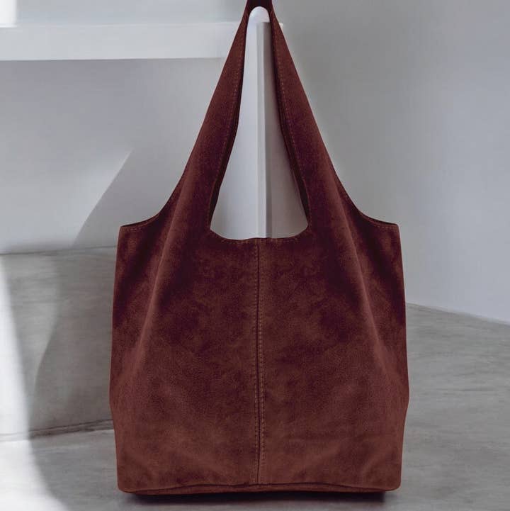 ITALIAN'S LEATHER - Wholesale Top Handle Bag - Women's - Giannina 221024 Suede Leather Shoulder Bag1