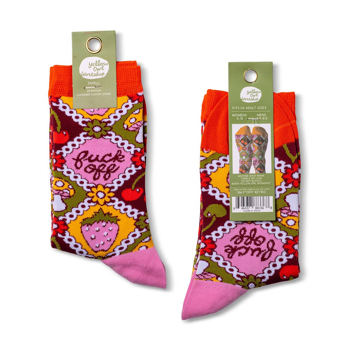 Yellow Owl Workshop - Wholesale Socks - Women's - F*ck Off Retro - Small Crew Retro Socks1
