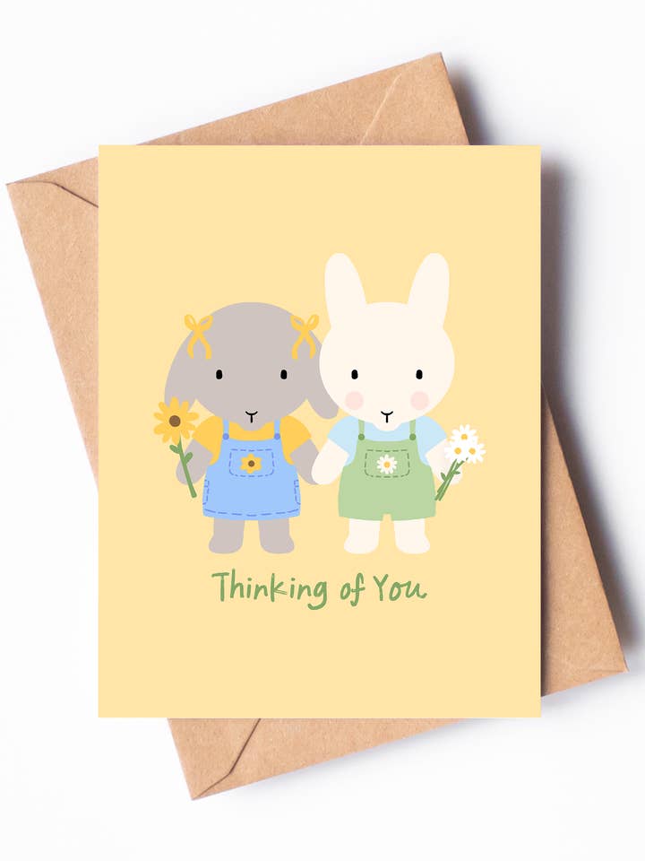 Thinking of You Bunny Card for wholesale by Clem & Co.
