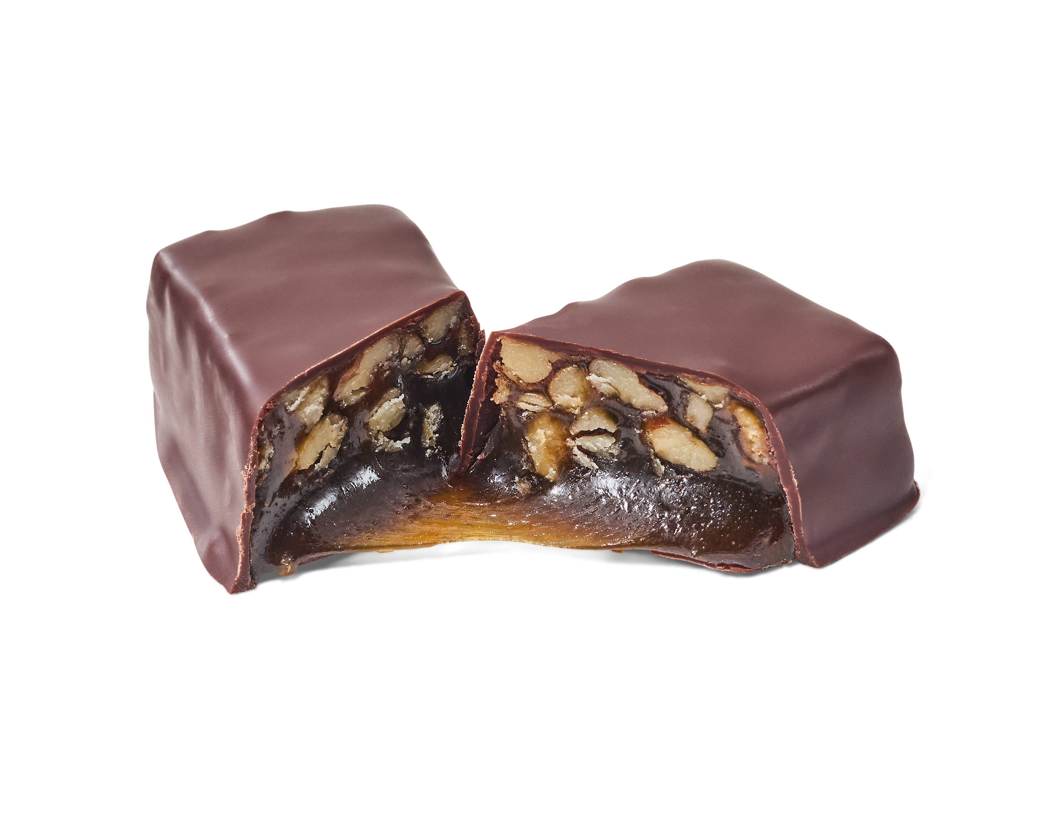 Oregon Bark - Wholesale Chocolate Covered Sweets - Lou Whistle - Molasses Pecan Chew Covered in Dark Chocolate2
