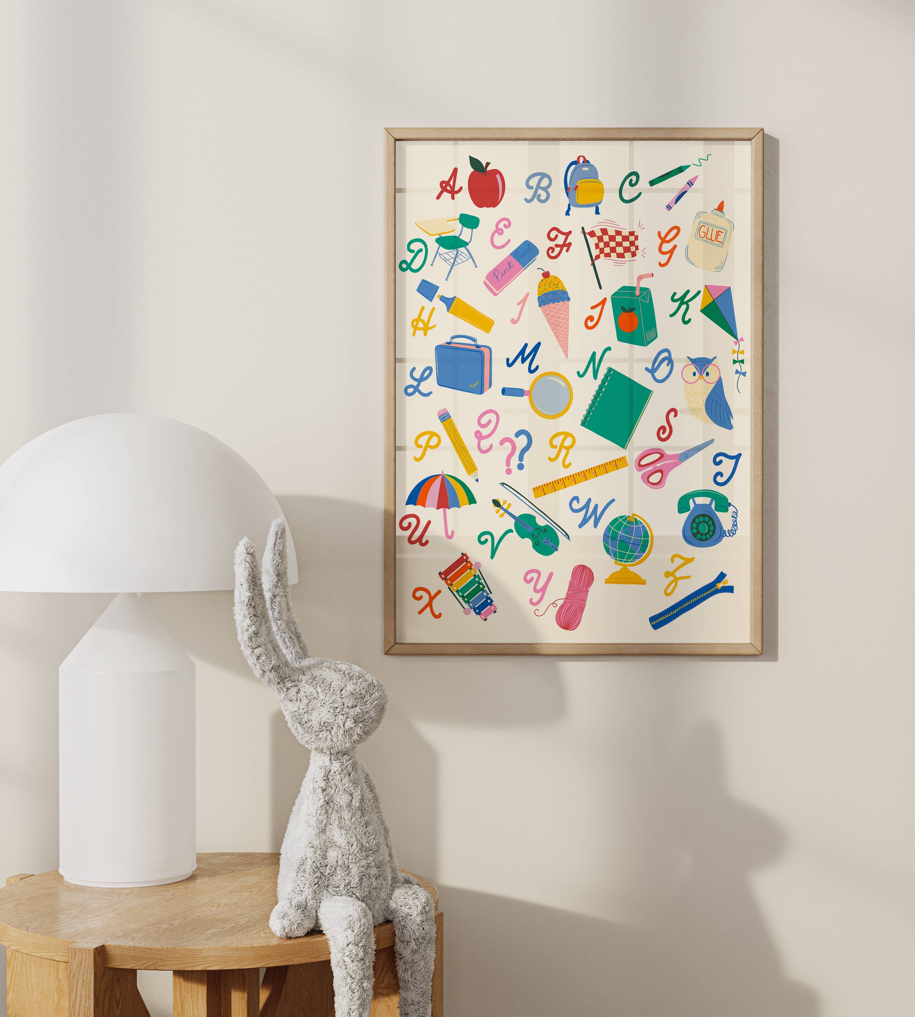 DorothyDear - Wholesale Art Print - School Supplies Alphabet Wall Art Print4