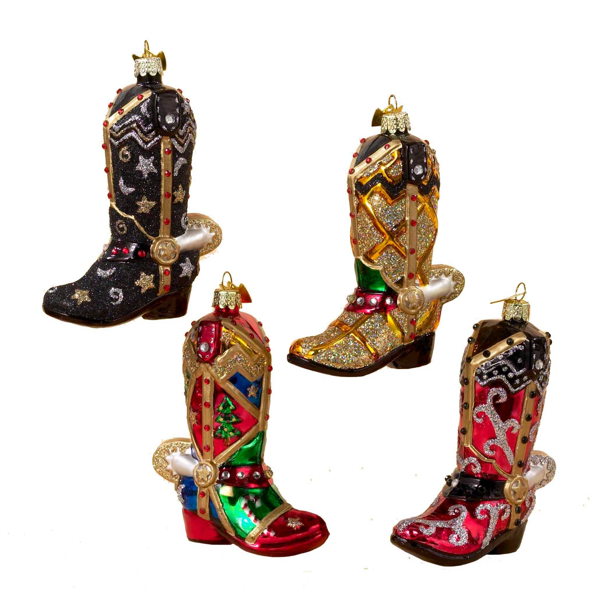 Kurt S. Adler, Inc. - Wholesale Ornament Set - 4"NOBLE GEMS GLASS WESTRN BOOT ORNAMENT 4A0
