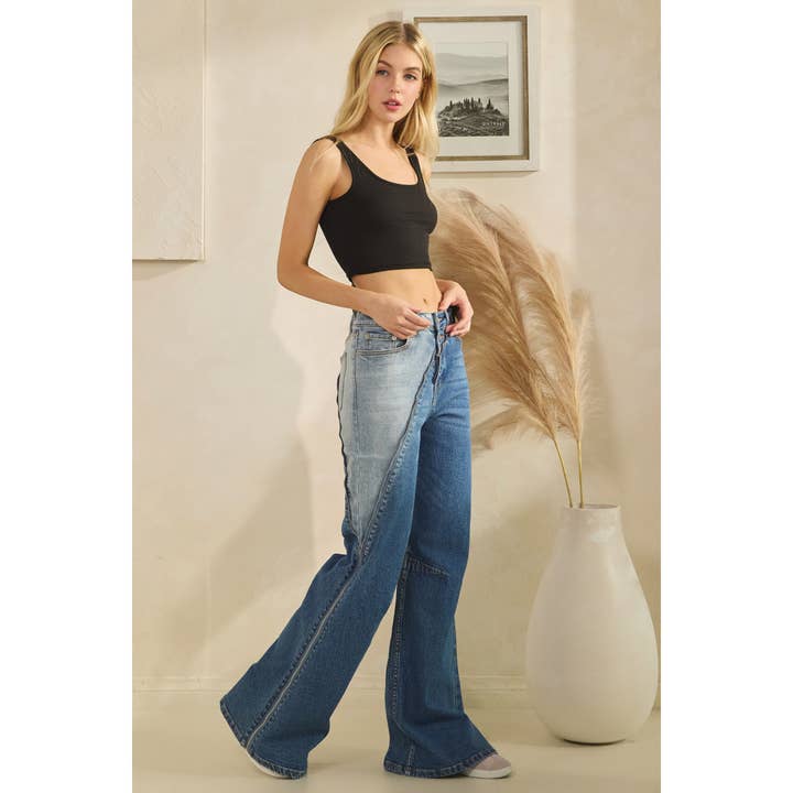 WASHED HIGH RISE ZIPPER DETAIL FRONT DENIM JEANS for wholesale on Faire0
