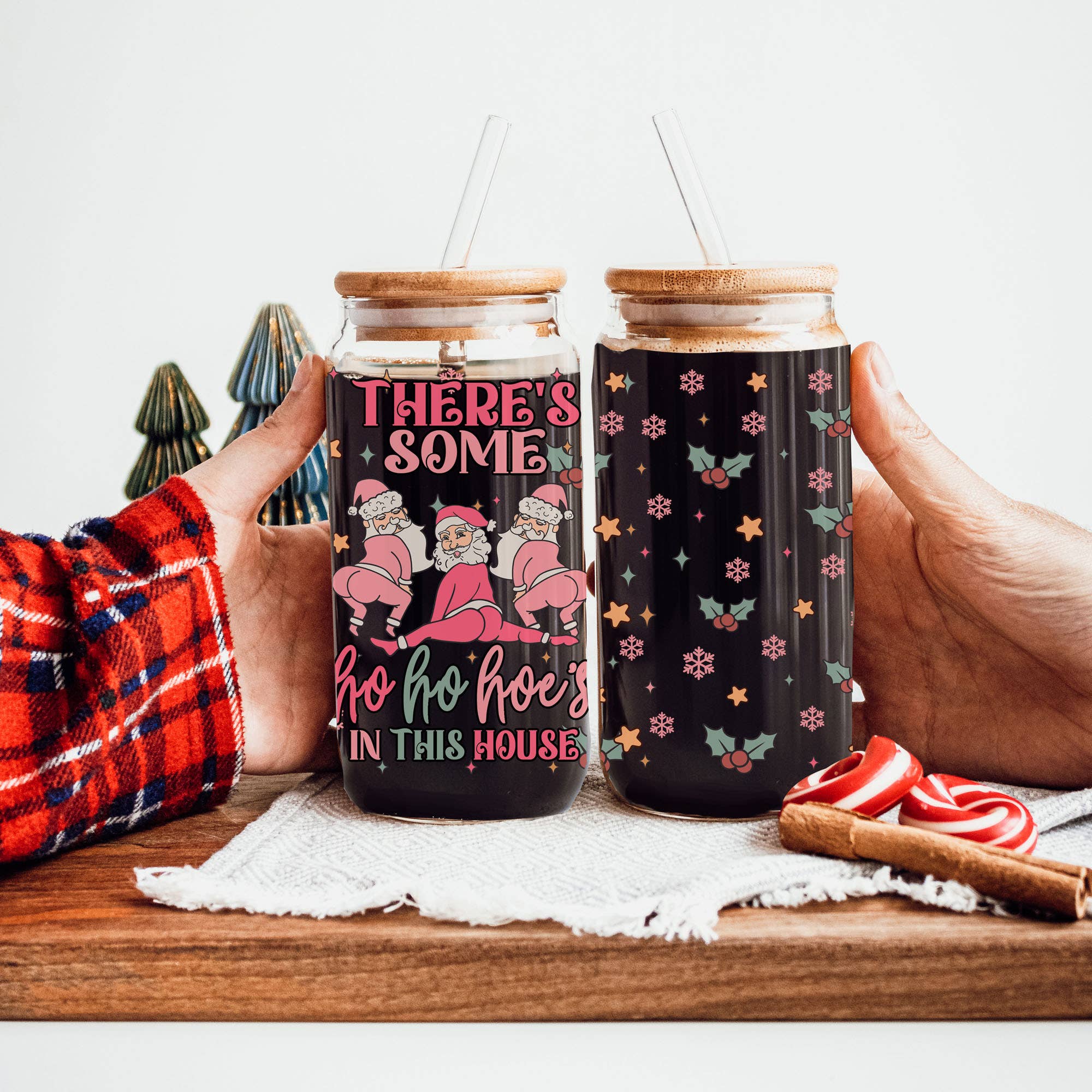 Gia Roma - Vente Gourde/bouteille isotherme - Verres en verre et cadeaux de cuisine de Noël Candy Cane59