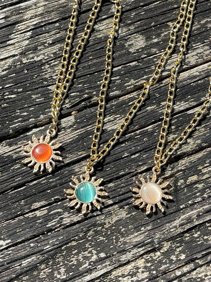 Sun Gemstone Necklace, Crystal Necklace, Gold Layering for wholesale by Tumbledshop