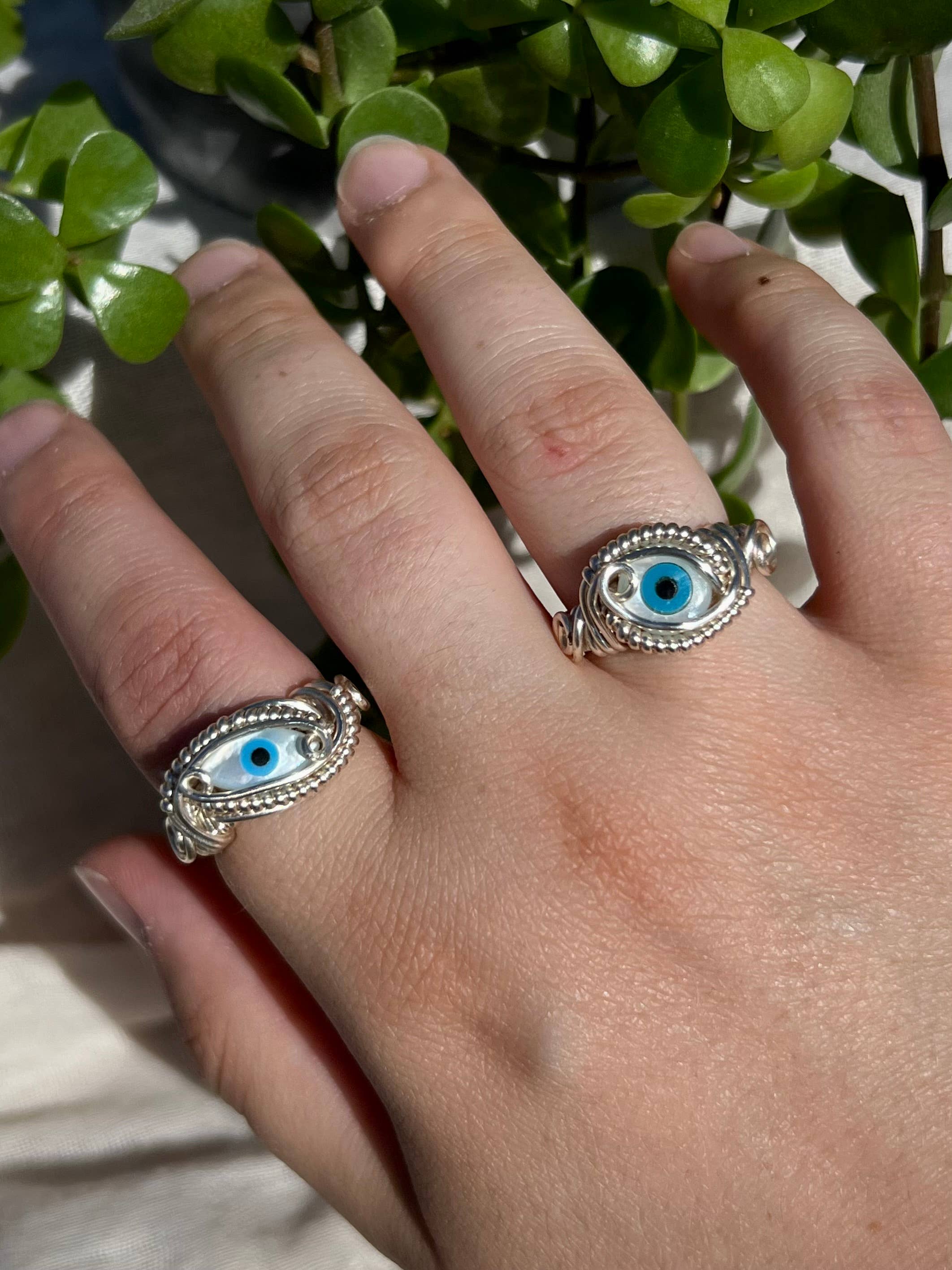 Sunday's Jewels - Wholesale Cocktail/Statement Ring - Eye On You - Abalone Shell Inlay Rings - Wire Wrap Jewelry2