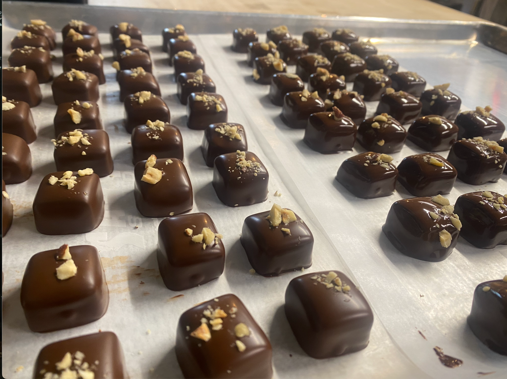 Bees & Beans - Wholesale Chocolate Covered Sweets - Honey Hazelnut Caramels in 70% Dark chocolate3