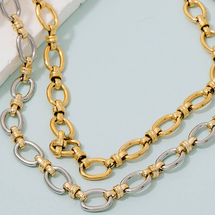 Intricate Oval Chain Link Necklace for wholesale by The Looks by Fame Accessories