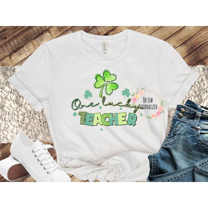 One Lucky Teacher Shirt - St Patrick's Day Shirt for wholesale by Oh Sew Personalized