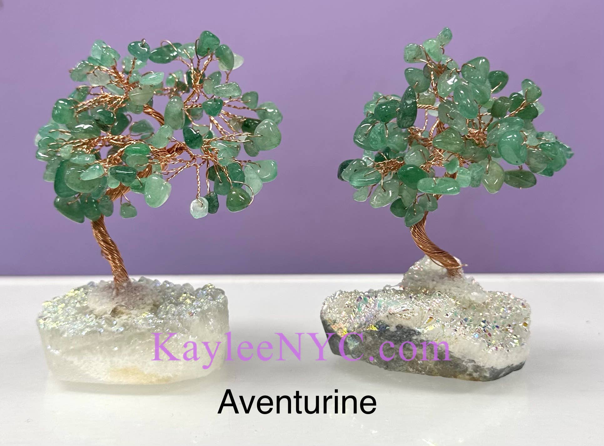 KayleeNYC - Wholesale Decorative Tabletop Object - Bonsai Tree with Angel Aura Quartz Cluster Base7