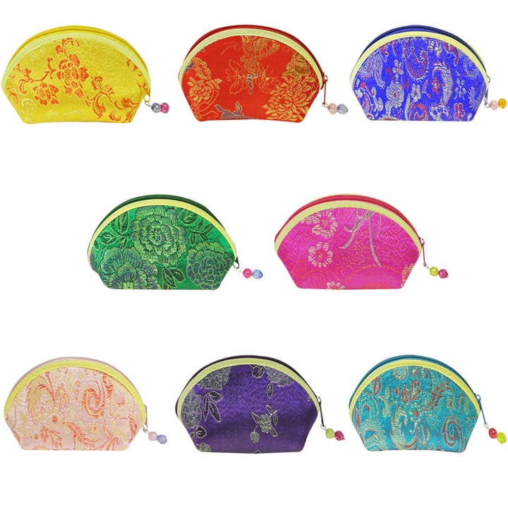 Wrapables Silk Embroidered Coin Pouch Purse (Set of 8) for wholesale by Wrapables.com