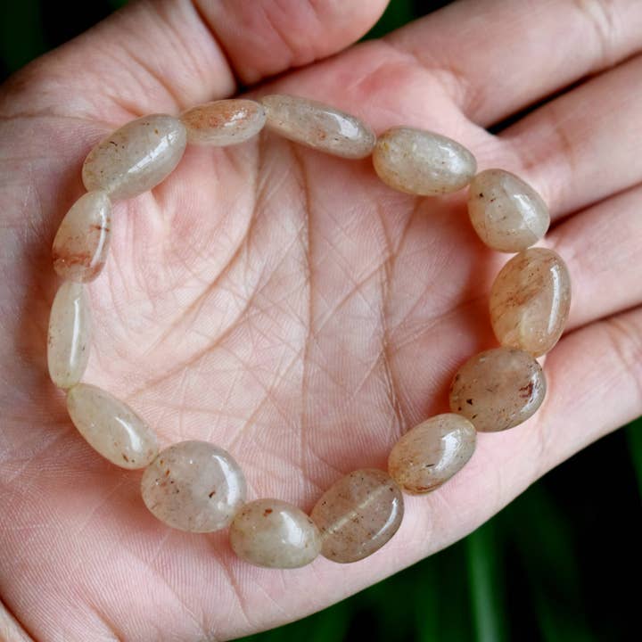 Nugget Bracelet | Peach Moonstone | Crystal Nuggets Jewelry for wholesale by Soothing Crystals