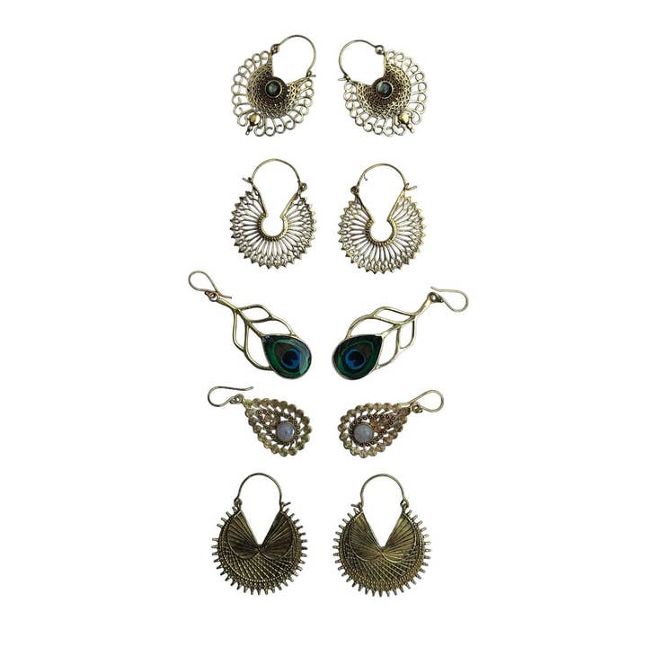 Set of 5 Pairs of New different Designs Hoop/Dangle Earrings for wholesale by SILVER CAVE