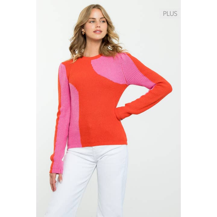 /Size XL/ Asymmetrical Colorblock Knit Top for wholesale by THML