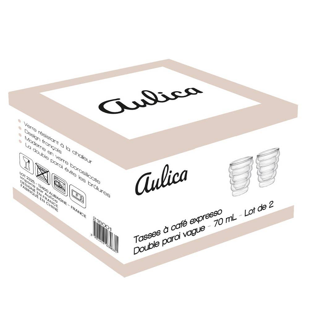 AULICA - Wholesale Coffee/Tea Cup - Double-walled espresso coffee cups wave 70ml - set of 23