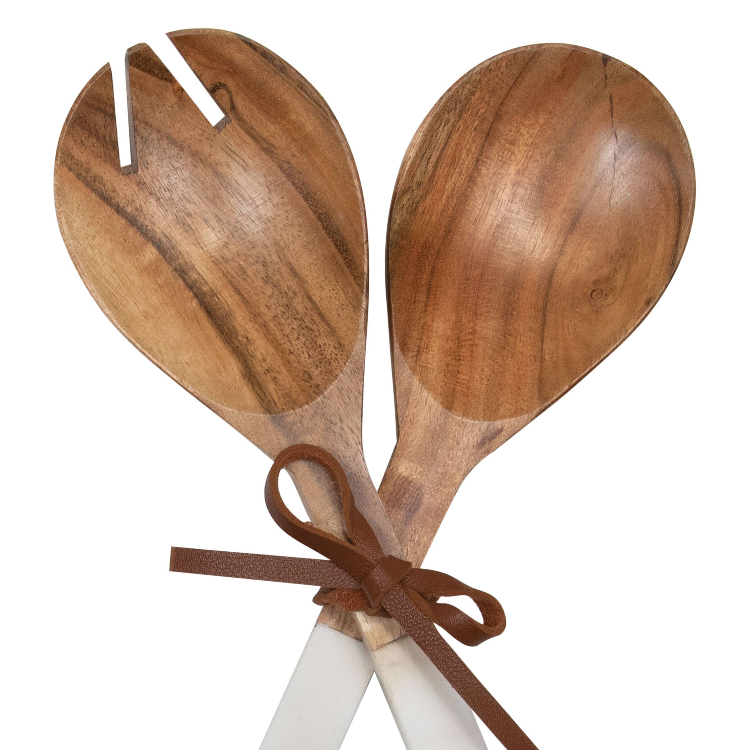 Foreside Home & Garden - Wholesale Serving Utensil - White Set 2 Marble and Wood Serving Utensils3