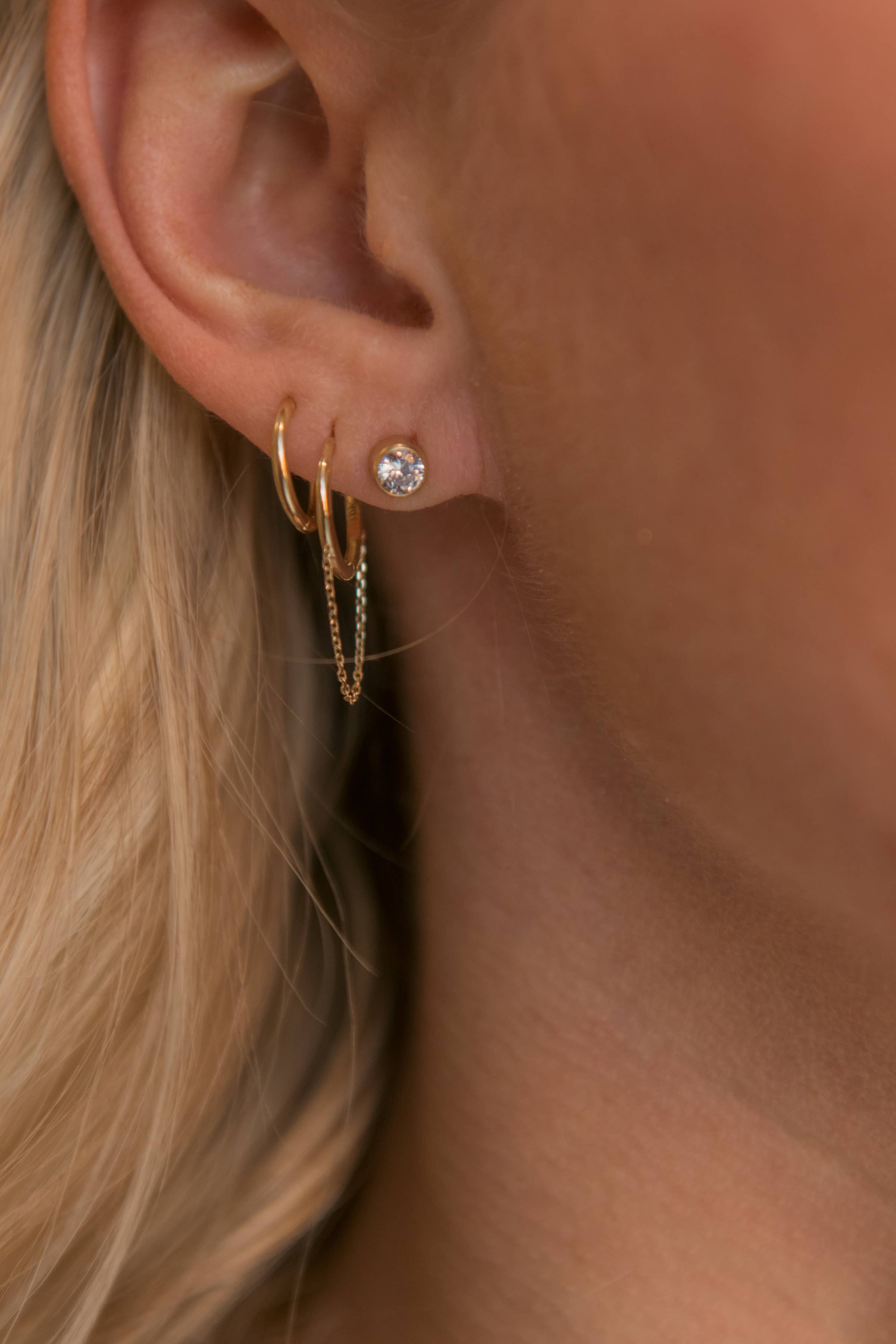 Ofina Jewelry - Wholesale Huggie Earrings - Solid Gold Thin Huggies - PAIR7