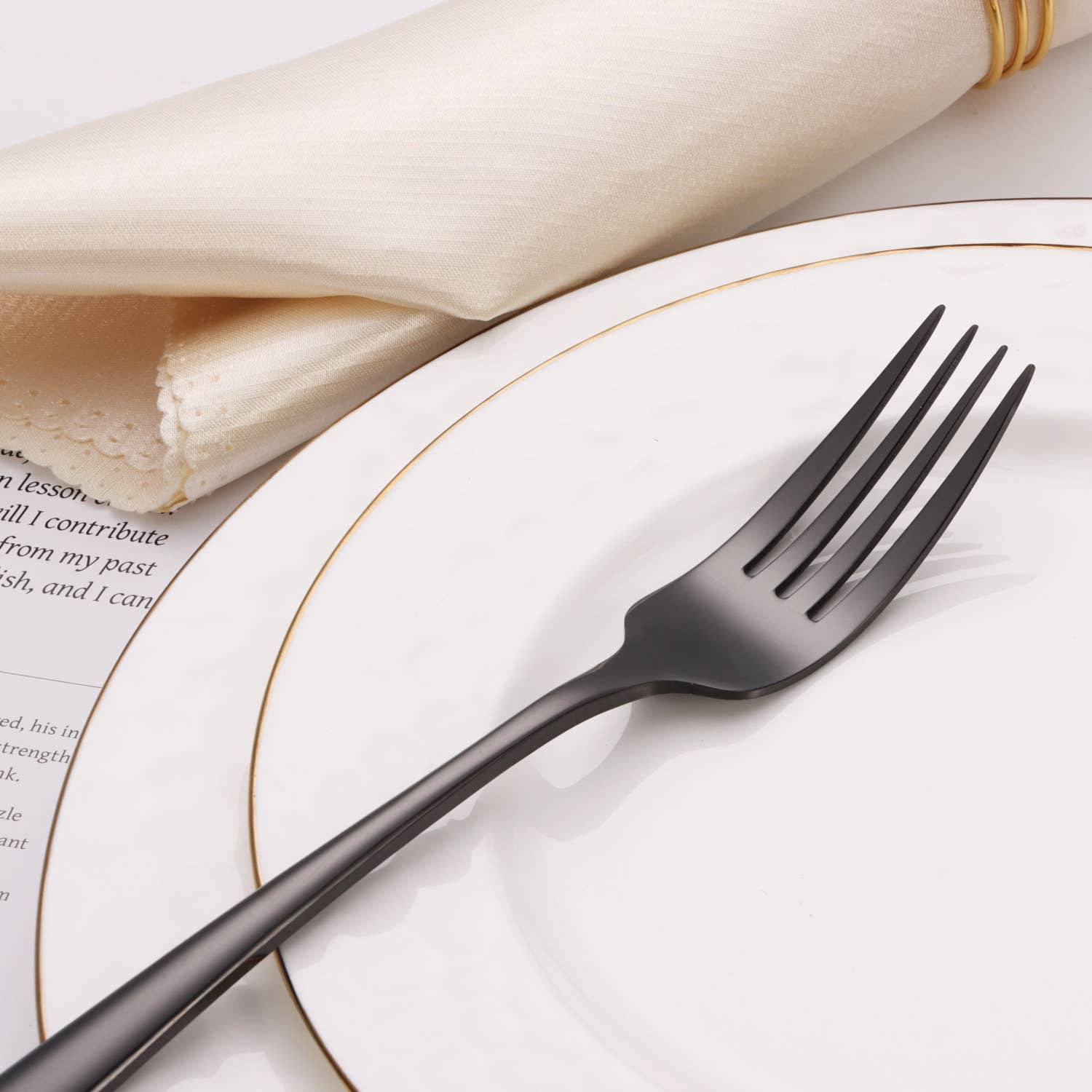 VIVIENCE - Vendita all'ingrosso Set di posate - Set di posate da 20 pezzi in argento con manico a blocchi di colore bianco/nero3