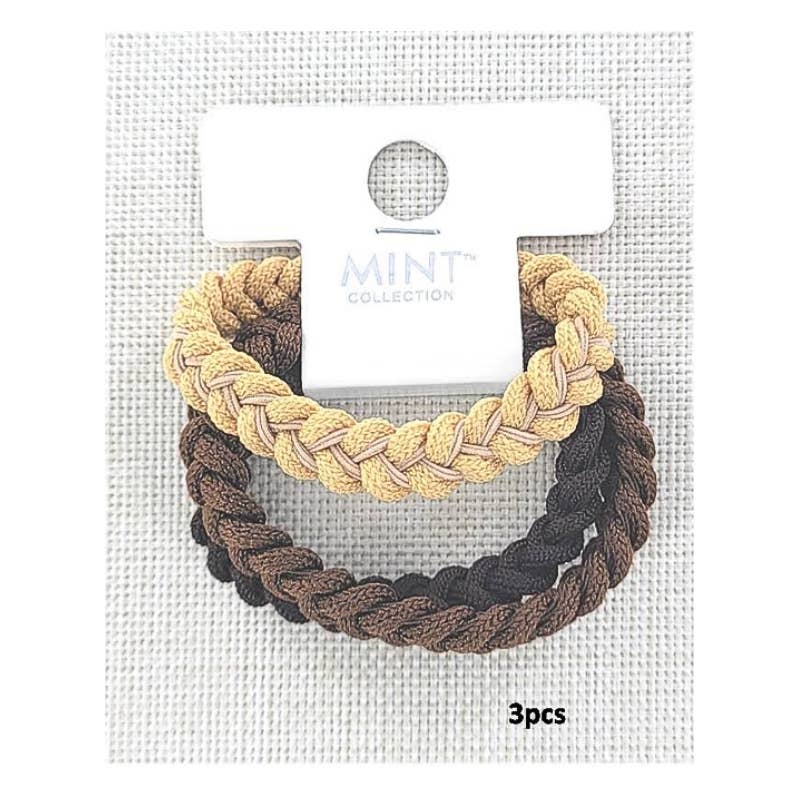 Atlas Fashion - Wholesale Hair Tie - Braided Hair Ties 3 Pce Set