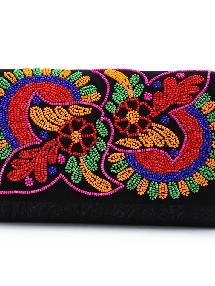 Beaded floral envelope clutch for wholesale by House of Amaya