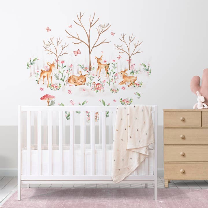 Wallpaper Circle - DARLING DEER, PINK - Deer Wallpaper for wholesale by Walloha