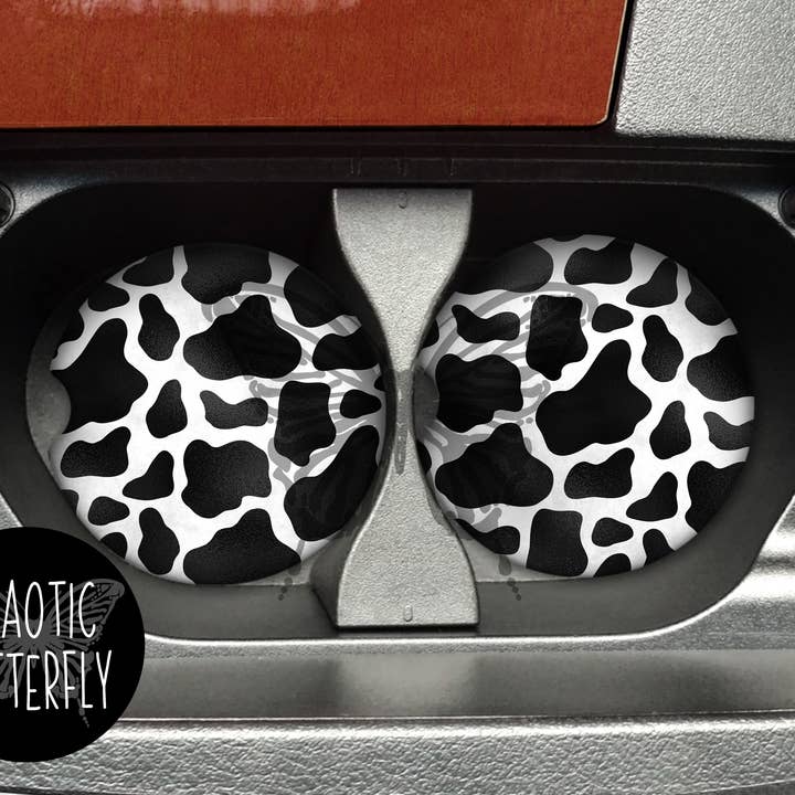 Car Coaster - Cow Prints - Set of 2 for wholesale by Chaotic Butterfly