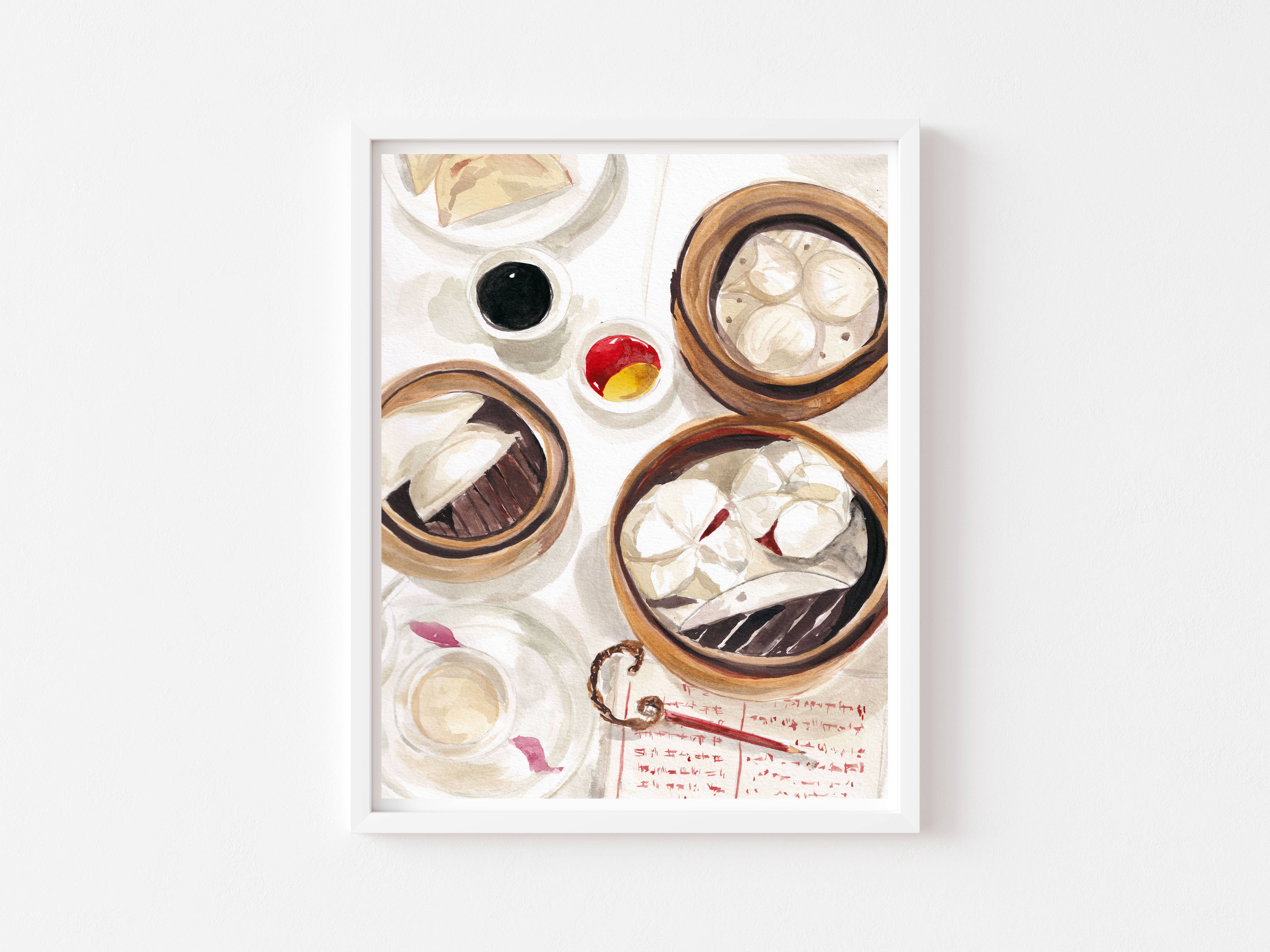 Medjool Studio Art Print Shop - Venta al por mayor Ilustración - Impresión artística de dim sum de Hong Kong - Ilustración de comida asiática