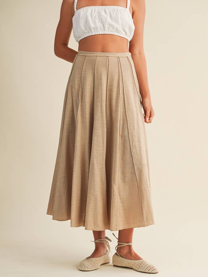 PLEATED SEAM DETAIL SKIRT for wholesale by Mustard Seed