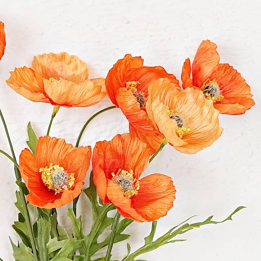 Holiday Depot Inc. - Wholesale Artificial Flowers - 35350- 16inL Wrinkle Poppy Bush-Orange-4