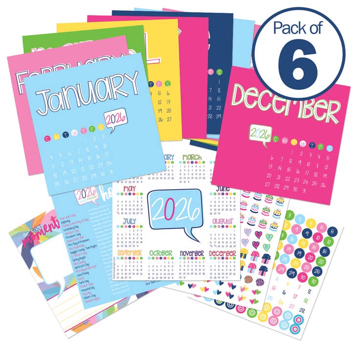 NEW! 2026 Mini Monthly Desktop Calendars | Pack of 6 for wholesale by Denise Albright®