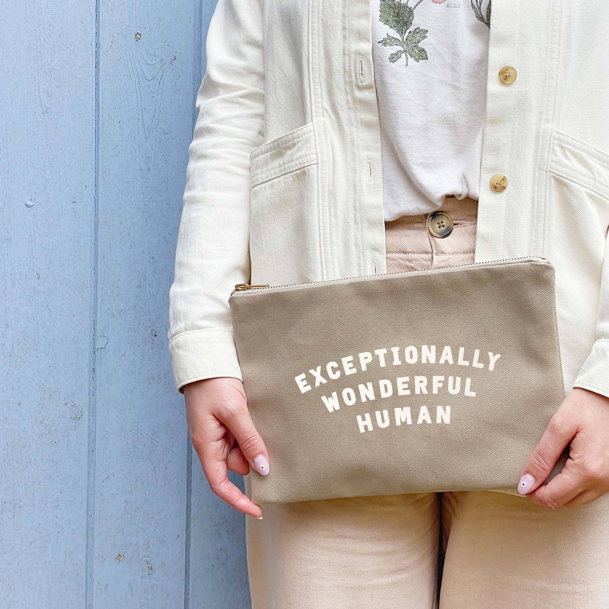 Alphabet Bags – wholesale Pouch – Women’s – Exceptionally Wonderful Human - Stone Pouch4