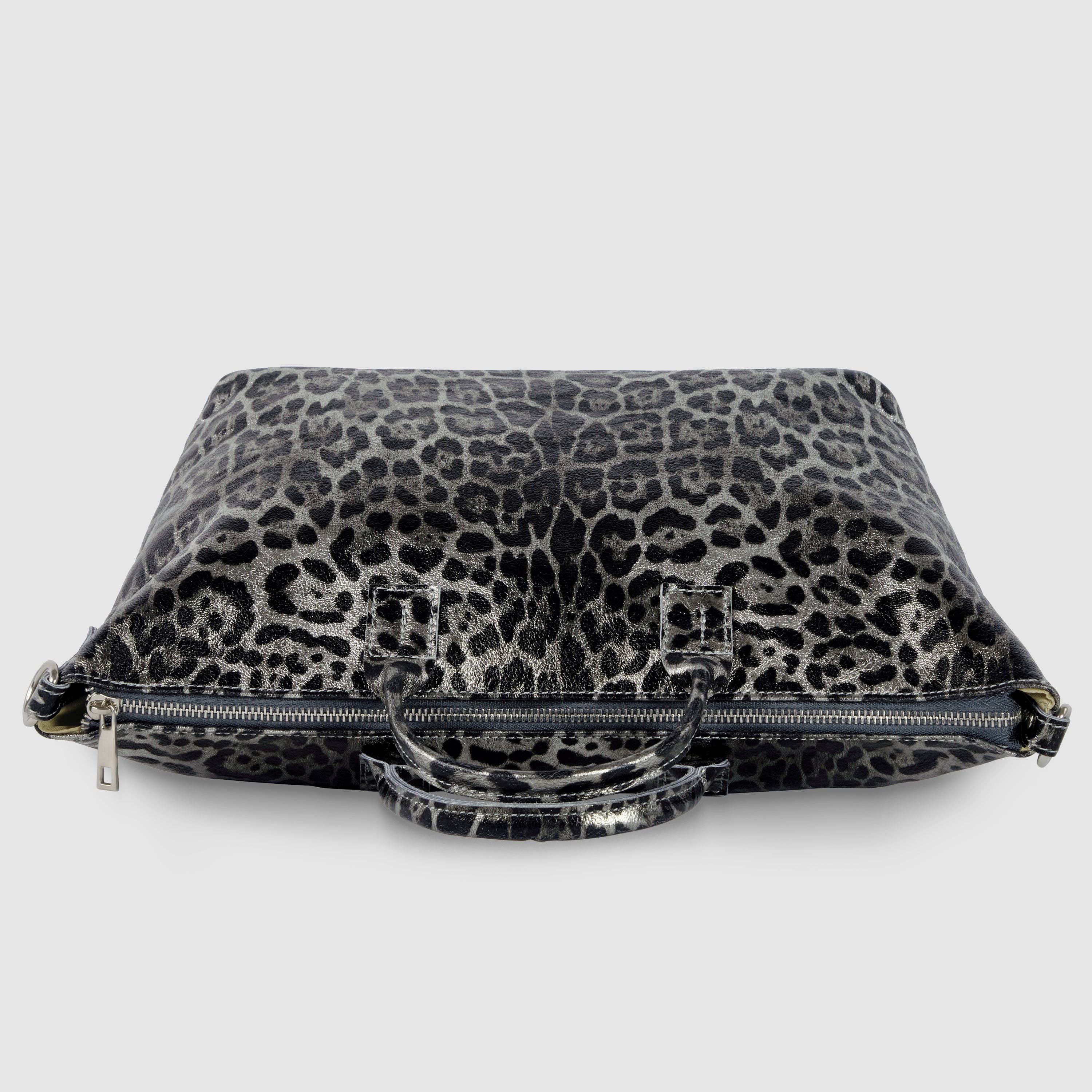 TAKEASY - Vendita all'ingrosso Borsa con manico - Donna - Borsa a Mano in Pelle Scamosciata Metallica Leopardata4
