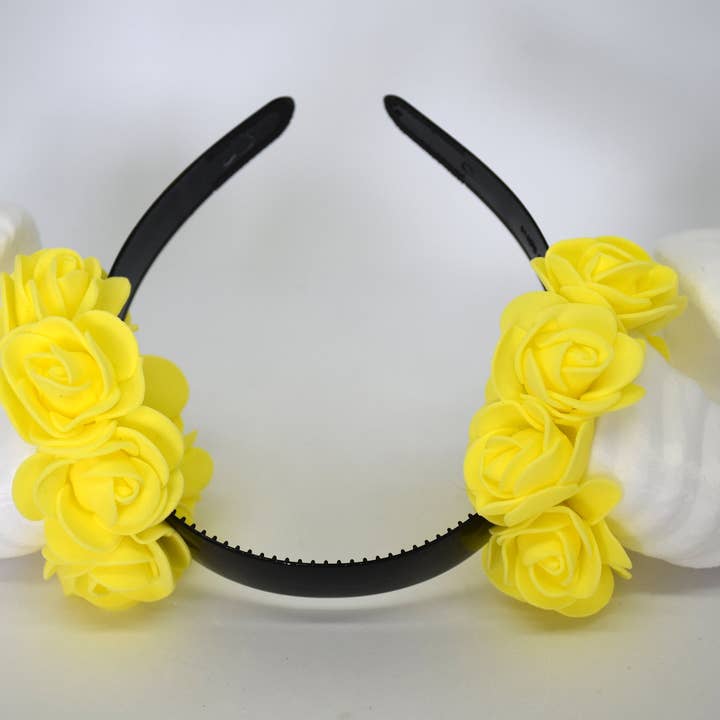 Yumiland - Venta al por mayor Cinta para el pelo - Mujer - Diadema cuernos de carnero demonio - blanco y amarillo
