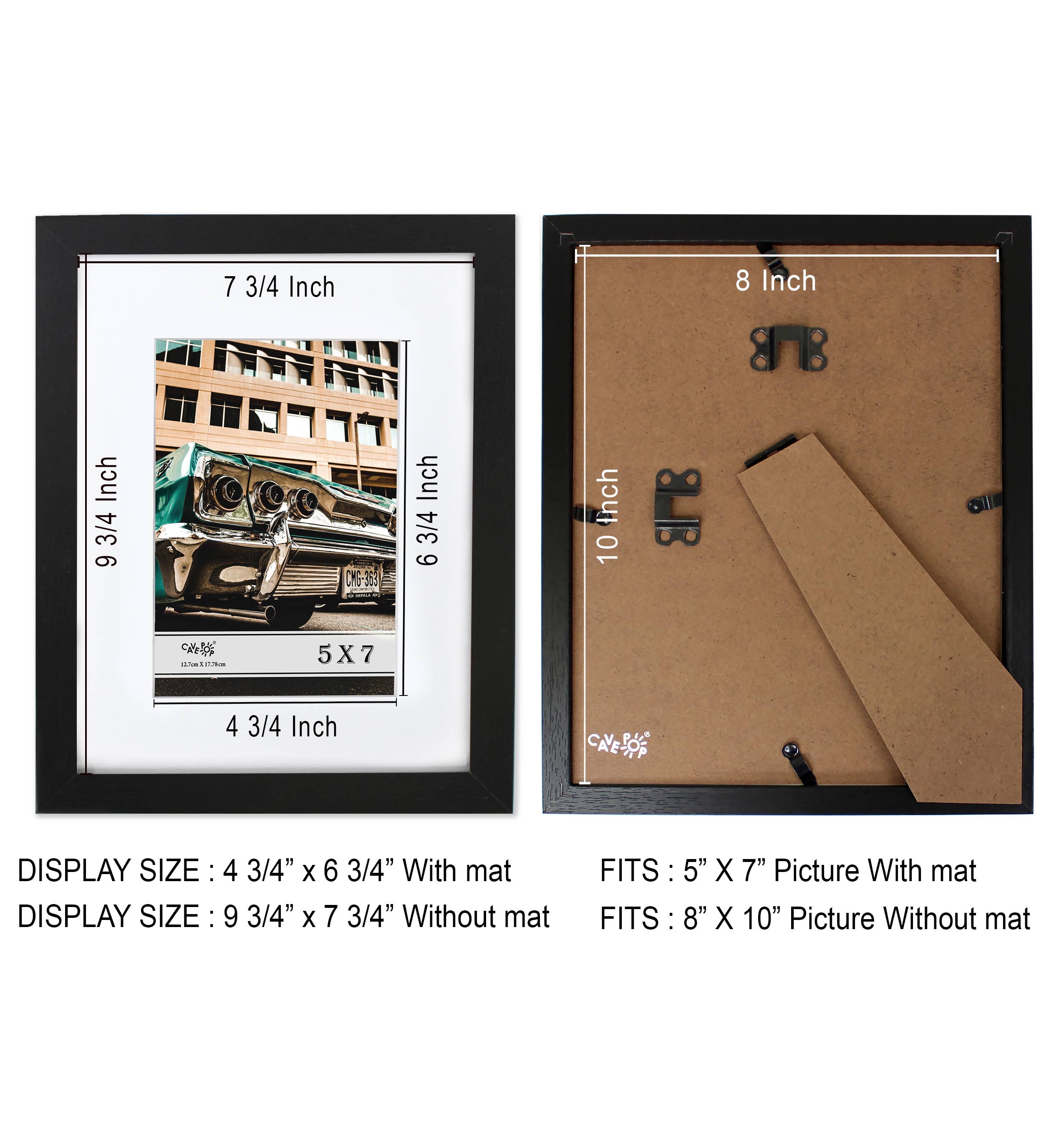 Cavepop - Wholesale Picture Frame - Wood Picture Frame Set of 5 (5" X 7" Mat; 8" X 10")6