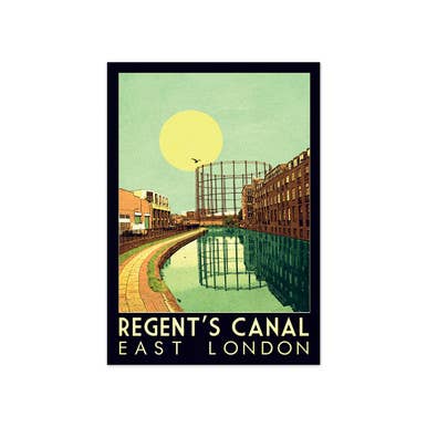 Regent's Canal by Indieprints Postcard for wholesale by East End Prints - Greetings Cards & Postcards