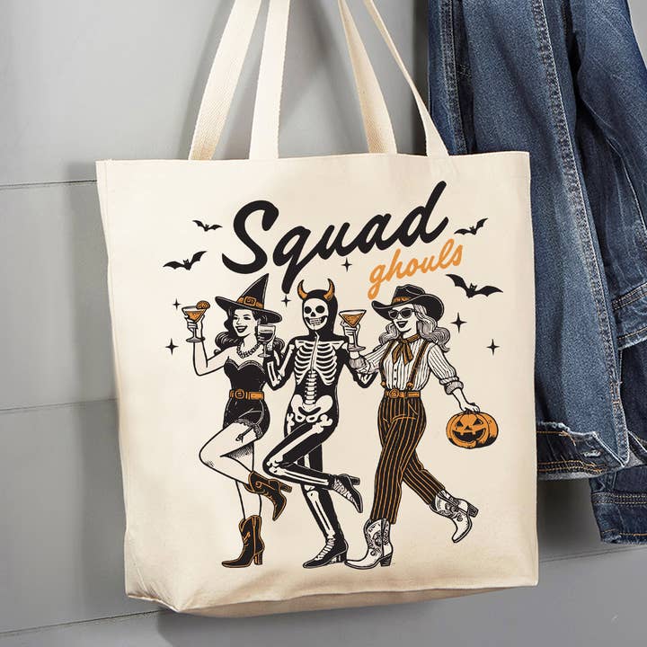 Bolso de lona retro Squad Ghouls para Halloween para venta al por mayor de Avery Lane Gifts
