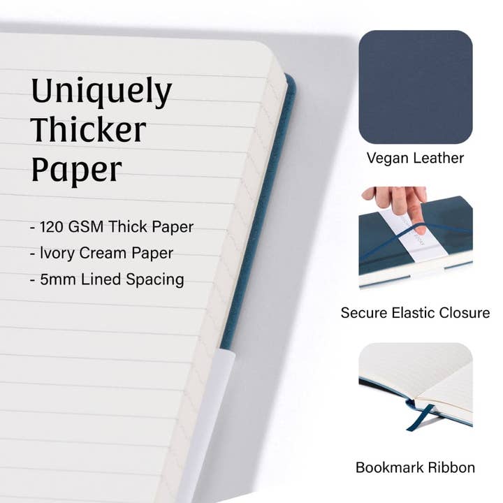 A5 Softcover Ruled Notebook - Symphony Blue for wholesale on Faire