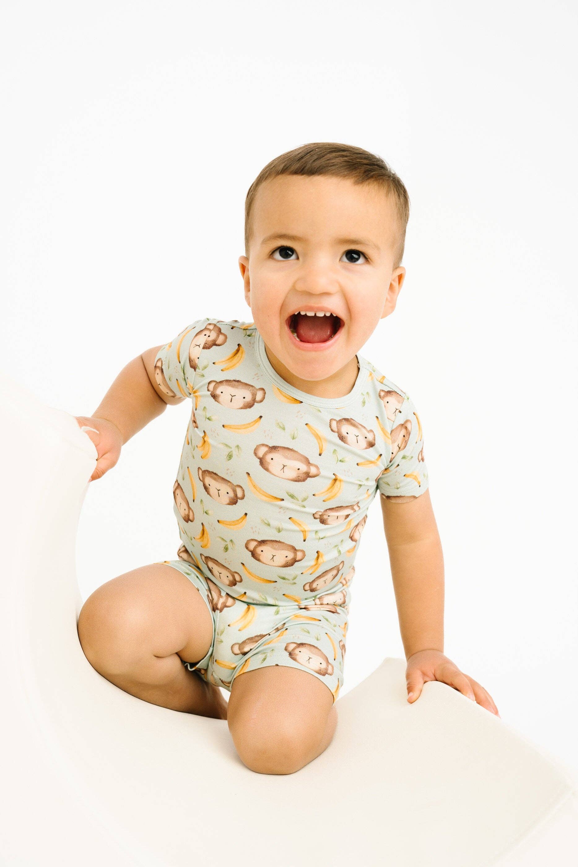 Little One Shop - Wholesale Top & Short Set - Kids - Monkey Mischief Bamboo Shorts Set0