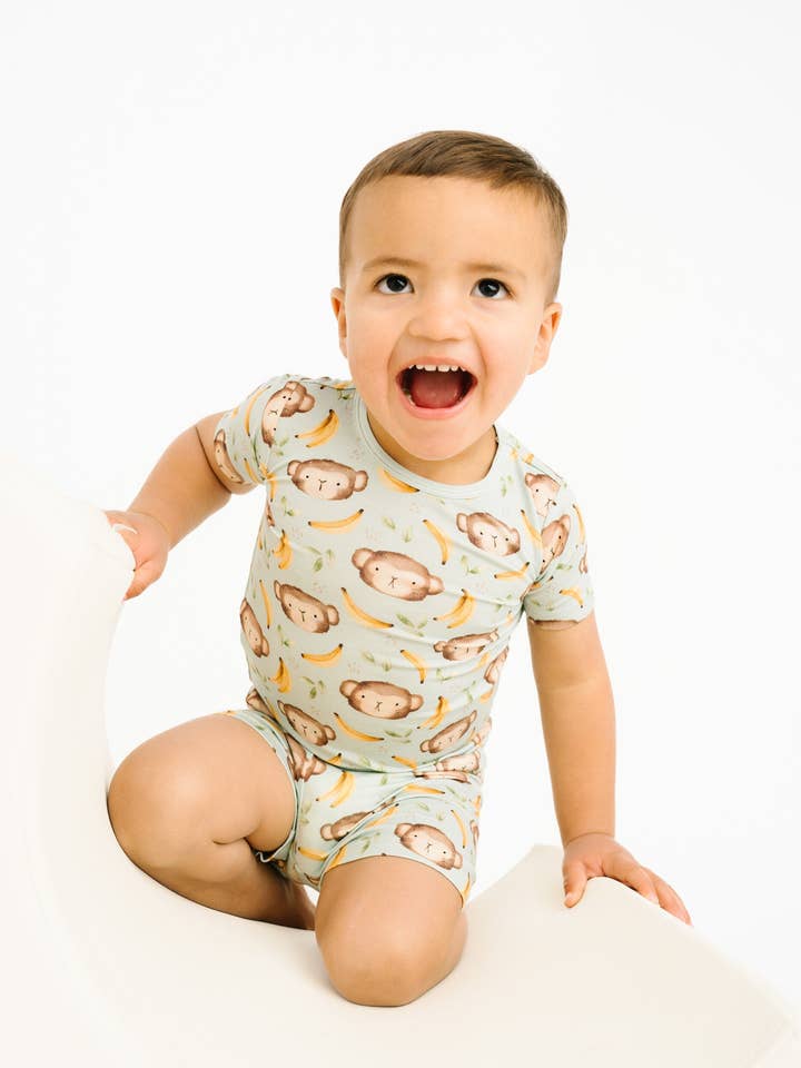 Little One Shop - Wholesale Top & Short Set - Kids - Monkey Mischief Bamboo Shorts Set