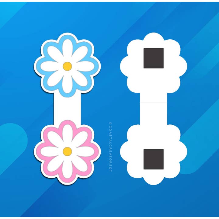 Coastal Creators of Connecticut - Wholesale Bookmark - Pink/Blue Daisies Reversible Magnetic Bookmark (Packaged)2