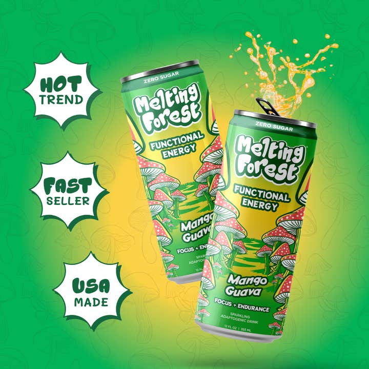 Mushroom Energy Drink | Mango Guava | Adaptogen for wholesale by Melting Forest