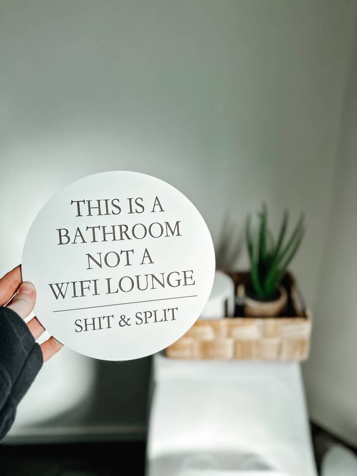 Divertente targa da bagno, senza fori per la vendita all'ingrosso da parte di AB Handmade Home Decor