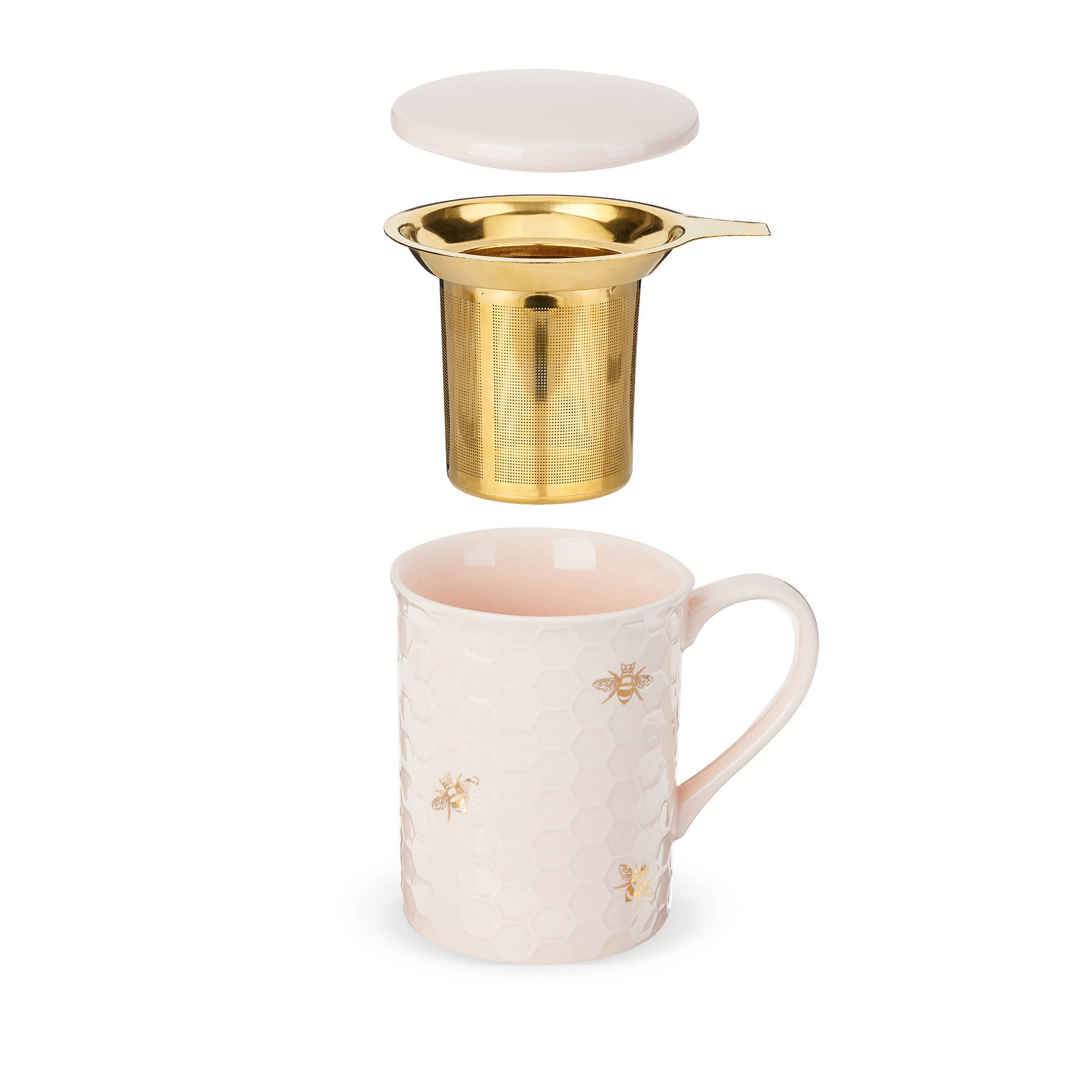 Pinky Up - Wholesale Coffee Mug - Annette™ 3D Ceramic Mug with Infuser Honeycomb Bee Happy2