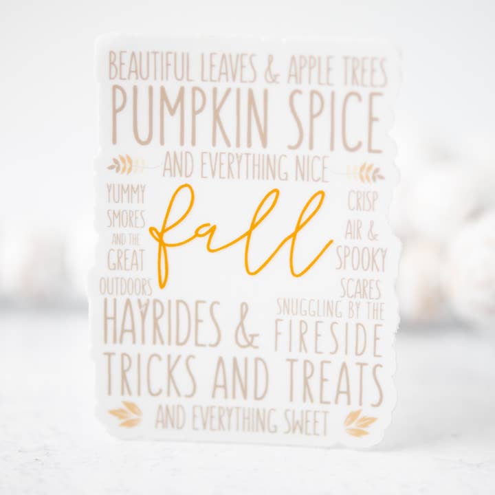 Fall Everything Neutral, Vinyl Sticker, 3x3 in. for wholesale by Savannah and James Co